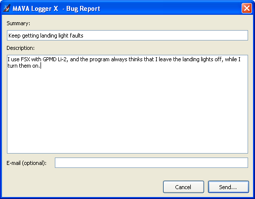 The Bug Report Window