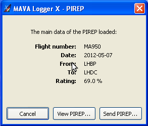 The loaded PIREP window